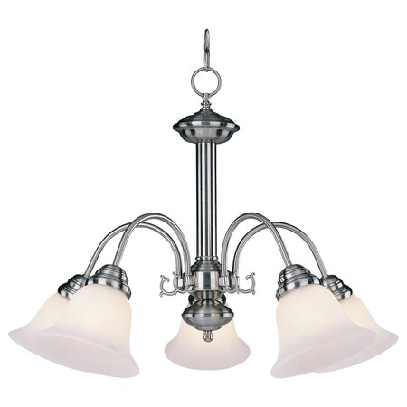 Maxim Five Light Satin Nickel Marble Glass Down Chandelier 2698MRSN